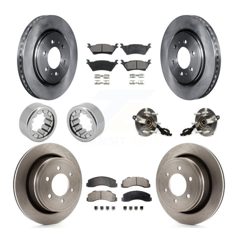 Front Rear Hub Bearing Disc Brake Rotors And Ceramic Pads Shoes Kit (10Pc) For Ford F-150 KBB-110740