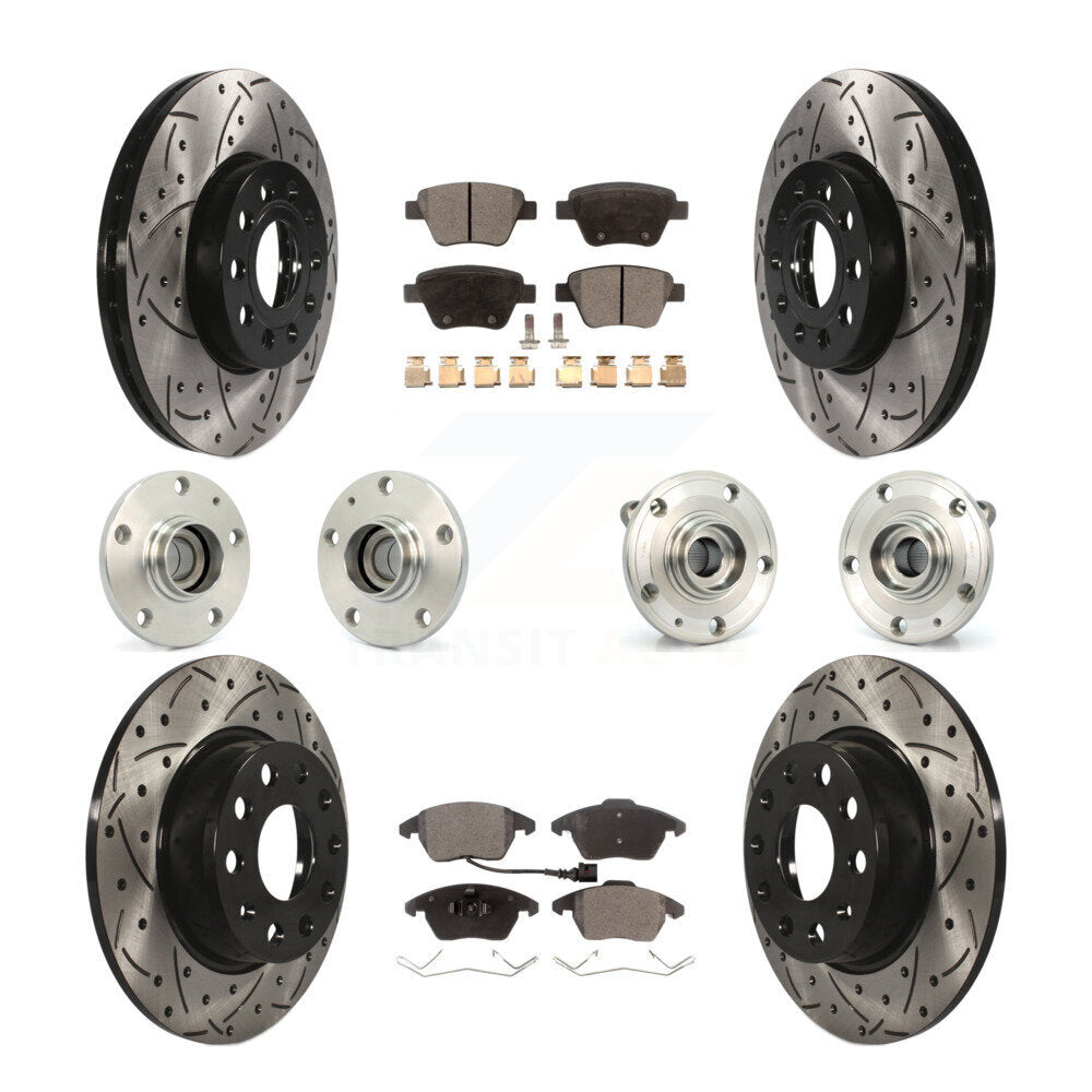 Front Rear Hub Bearing Coated Disc Brake Rotors And Pads Kit (10Pc) For Volkswagen Beetle KBB-110761