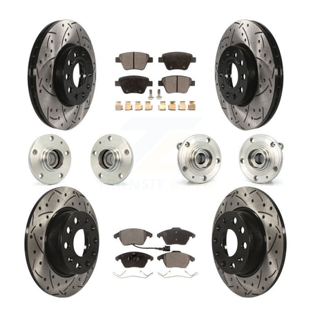 Front Rear Hub Bearing Coated Disc Brake Rotors And Pads Kit (10Pc) For Volkswagen Beetle KBB-110761