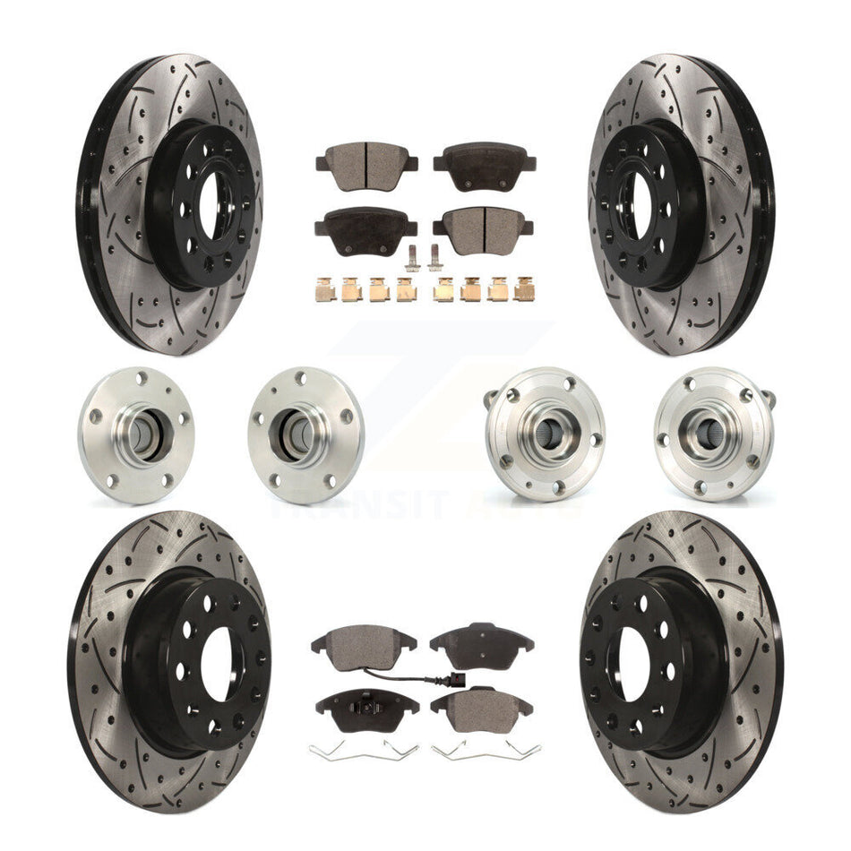 Front Rear Hub Bearing Coated Disc Brake Rotors And Pads Kit (10Pc) For Volkswagen Beetle KBB-110761