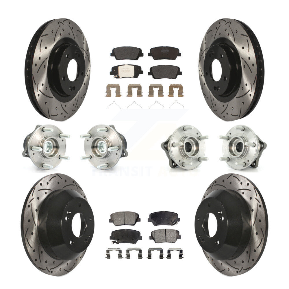 Front Rear Hub Bearing Coated Brake Rotor & Pads Kit (10Pc) For 2014-2015 Kia Sorento FWD KBB-110768