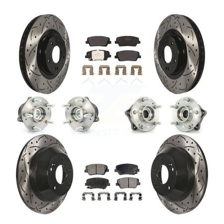 Front Rear Hub Bearing Coated Brake Rotor & Pads Kit (10Pc) For 2014-2015 Kia Sorento FWD KBB-110768