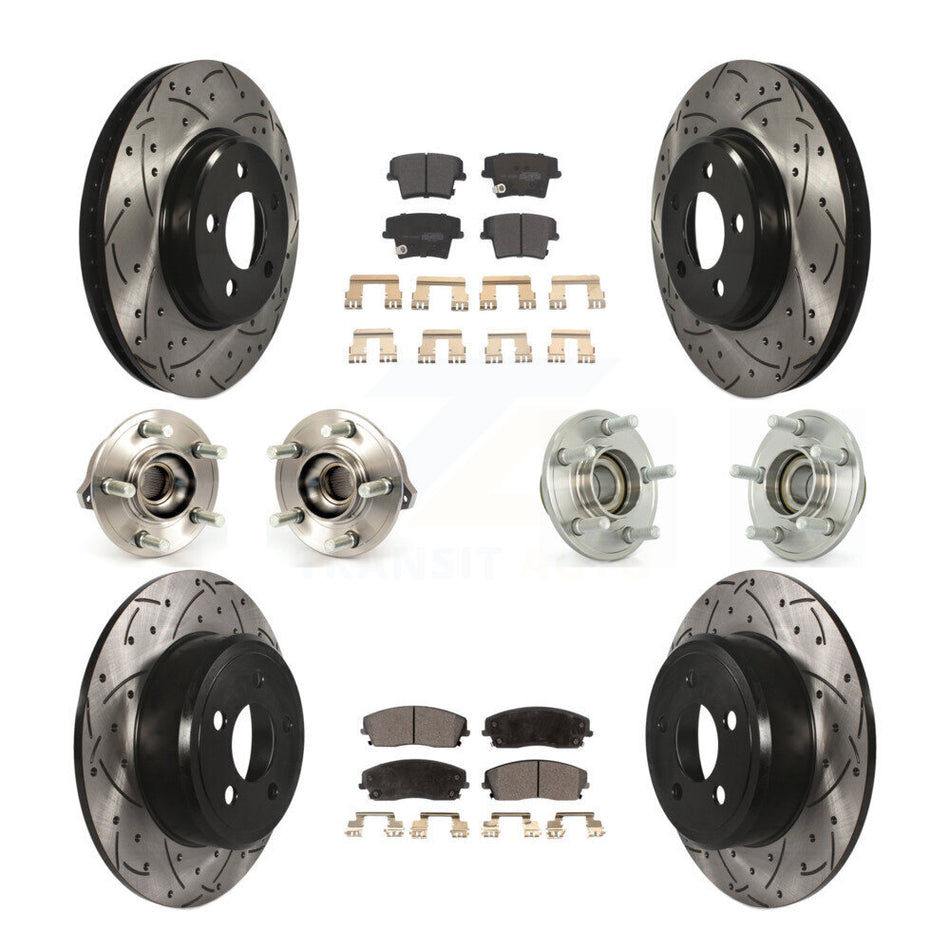 Front Rear Hub Bearings Assembly Coated Disc Brake Rotors And Semi-Metallic Pads Kit (10Pc) For Dodge Charger Chrysler 300 Challenger KBB-110791
