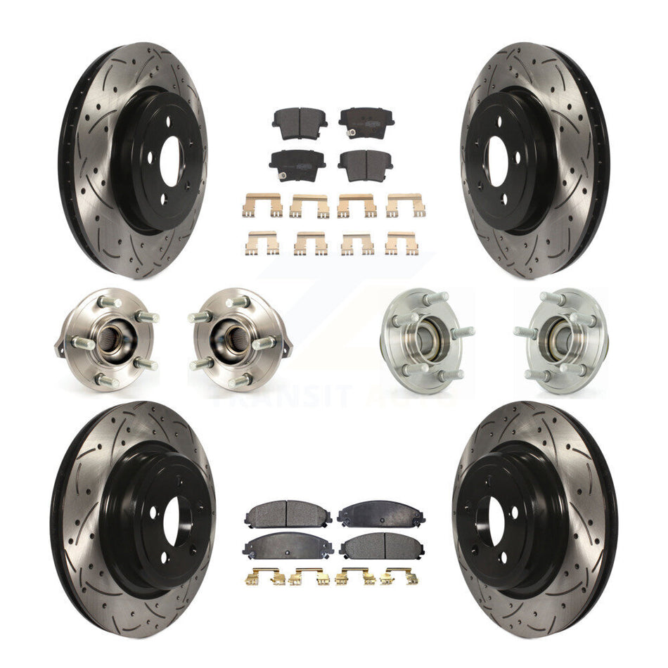 Front Rear Hub Bearings Assembly Coated Disc Brake Rotors And Semi-Metallic Pads Kit (10Pc) For Dodge Charger With Police Package KBB-110793