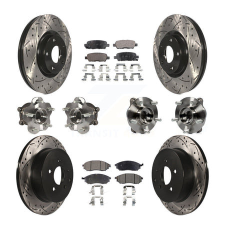 Front Rear Hub Bearing Coated Brake Rotor Pads Kit (10Pc) For 2015-2017 INFINITI QX70 AWD KBB-110815