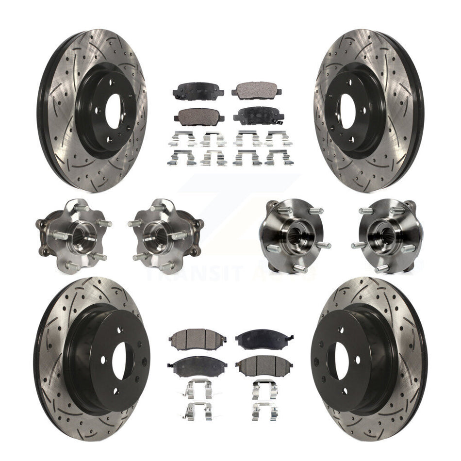 Front Rear Hub Bearing Coated Brake Rotor Pads Kit (10Pc) For INFINITI G37 EX35 QX50 EX37 KBB-110816