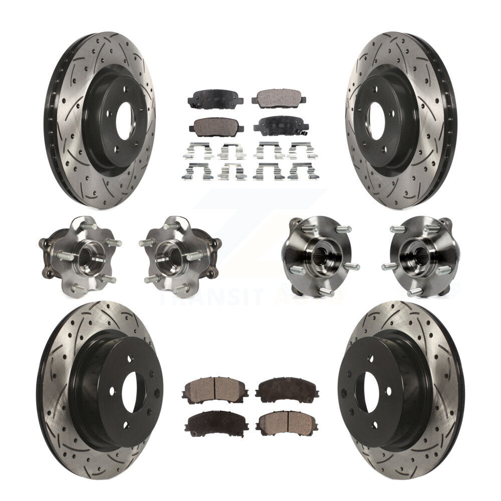 Front Rear Hub Bearing Coated Brake Rotor Pads Kit (10Pc) For 2016-2017 INFINITI QX50 AWD KBB-110818