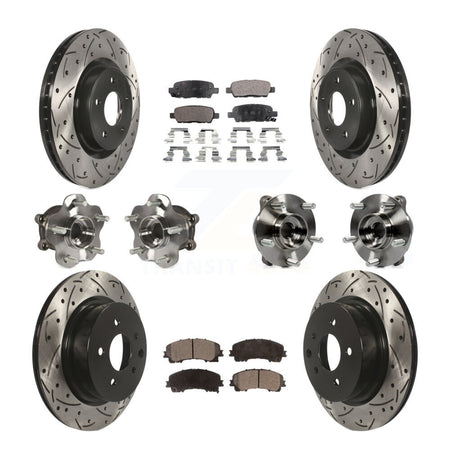 Front Rear Hub Bearing Coated Brake Rotor Pads Kit (10Pc) For 2016-2017 INFINITI QX50 AWD KBB-110818