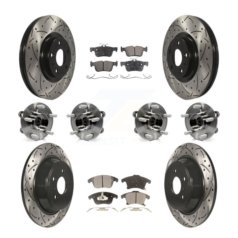 Front Rear Hub Bearings Assembly Coated Disc Brake Rotors And Semi-Metallic Pads Kit (10Pc) For Ford Fusion Lincoln MKZ KBB-110850