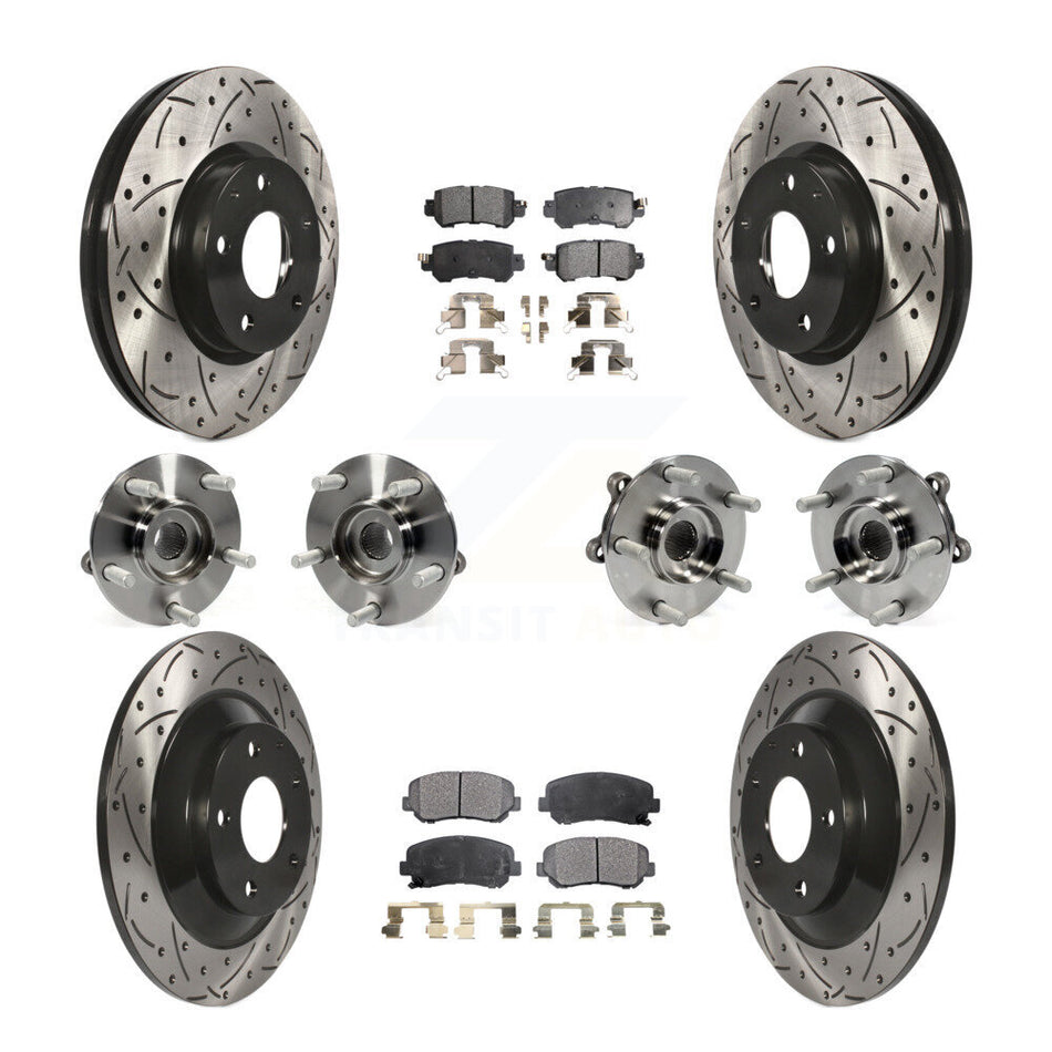 Front Rear Hub Bearings Assembly Coated Disc Brake Rotors And Semi-Metallic Pads Kit (10Pc) For Mazda CX-5 AWD KBB-110874