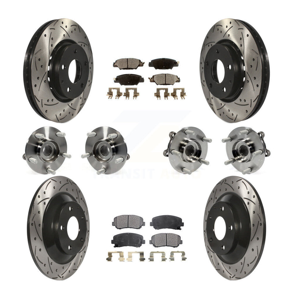 Front Rear Hub Bearings Assembly Coated Disc Brake Rotors And Semi-Metallic Pads Kit (10Pc) For Mazda CX-5 KBB-110875
