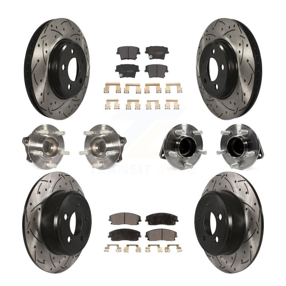 Front Rear Hub Bearings Assembly Coated Disc Brake Rotors And Semi-Metallic Pads Kit (10Pc) For Dodge Charger Chrysler 300 Challenger KBB-110878