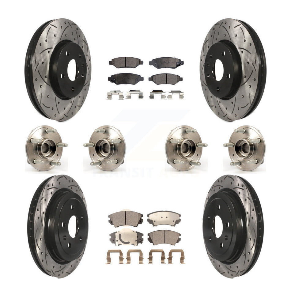 Front Rear Hub Bearings Assembly Coated Disc Brake Rotors And Semi-Metallic Pads Kit (10Pc) For Chevrolet Camaro KBB-110902