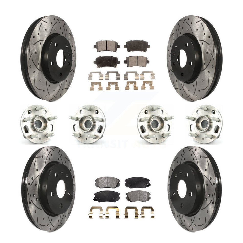 Front Rear Hub Bearings Assembly Coated Disc Brake Rotors And Semi-Metallic Pads Kit (10Pc) For Chevrolet Malibu Impala Buick LaCrosse KBB-110905