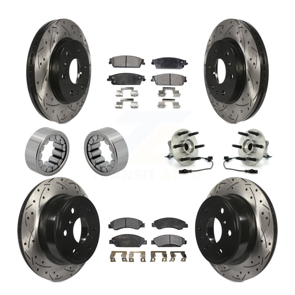 Front Rear Hub Bearing Coated Brake Rotor Pad Shoe Kit (10Pc) For Chevrolet Avalanche GMC KBB-110910