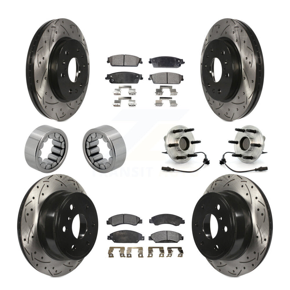 Front Rear Hub Bearing Coated Brake Rotor Pad Shoe Kit (10Pc) For Chevrolet Avalanche GMC KBB-110913