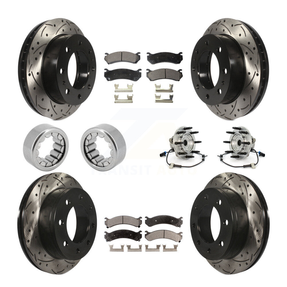 Front Rear Hub Bearings Coated Disc Brake Rotors And Pads Shoes Kit (10Pc) For Hummer H2 KBB-110932