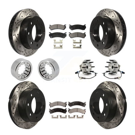 Front Rear Hub Bearings Coated Disc Brake Rotors And Pads Shoes Kit (10Pc) For Hummer H2 KBB-110932