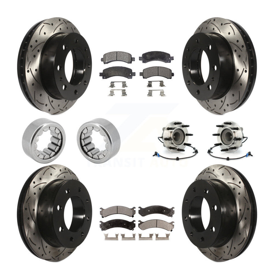 Front Rear Hub Bearing Coated Brake Rotor Pads Shoe Kit (10Pc) For Chevrolet Express 2500 KBB-110935
