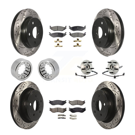 Front Rear Hub Bearing Coated Disc Brake Rotor And Pad Shoe Kit (10Pc) For Dodge Ram 1500 KBB-110938