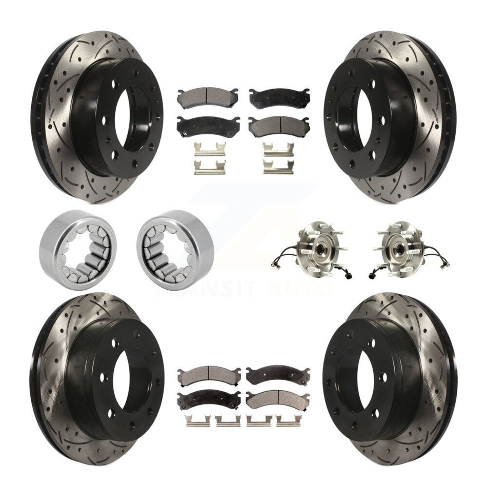 Front Rear Hub Bearing Coated Brake Rotor Pad Shoe Kit (10Pc) For GMC Chevrolet Silverado KBB-110940