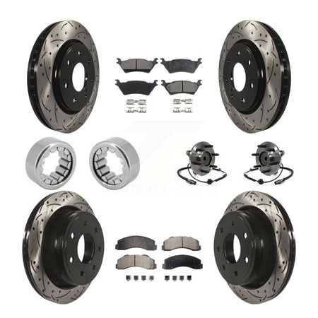 Front Rear Hub Bearing Coated Brake Rotor And Pad Shoe Kit (10Pc) For 2014 Ford F-150 RWD KBB-110958