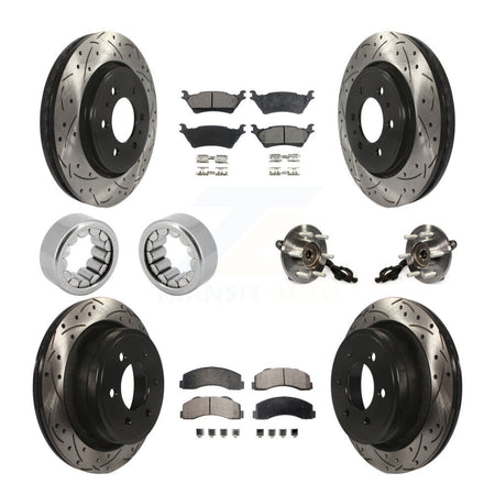 Front Rear Hub Bearings Coated Disc Brake Rotors And Pads Shoes Kit (10Pc) For Ford F-150 KBB-110964