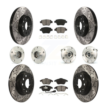 Front Rear Hub Bearing Coated Disc Brake Rotors And Pads Kit (10Pc) For Volkswagen Beetle KBB-110981