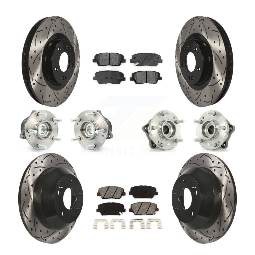 Front Rear Hub Bearing Coated Brake Rotor & Pads Kit (10Pc) For 2014-2015 Kia Sorento FWD KBB-110988