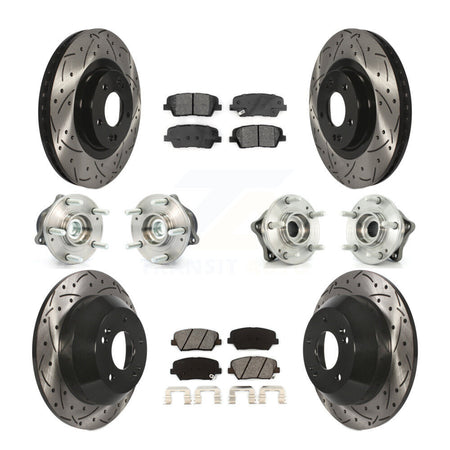 Front Rear Hub Bearing Coated Brake Rotor & Pads Kit (10Pc) For 2014-2015 Kia Sorento FWD KBB-110988