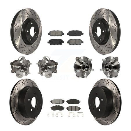 Front Rear Hub Bearing Coated Brake Rotor Pads Kit (10Pc) For 2015-2017 INFINITI QX70 AWD KBB-111040