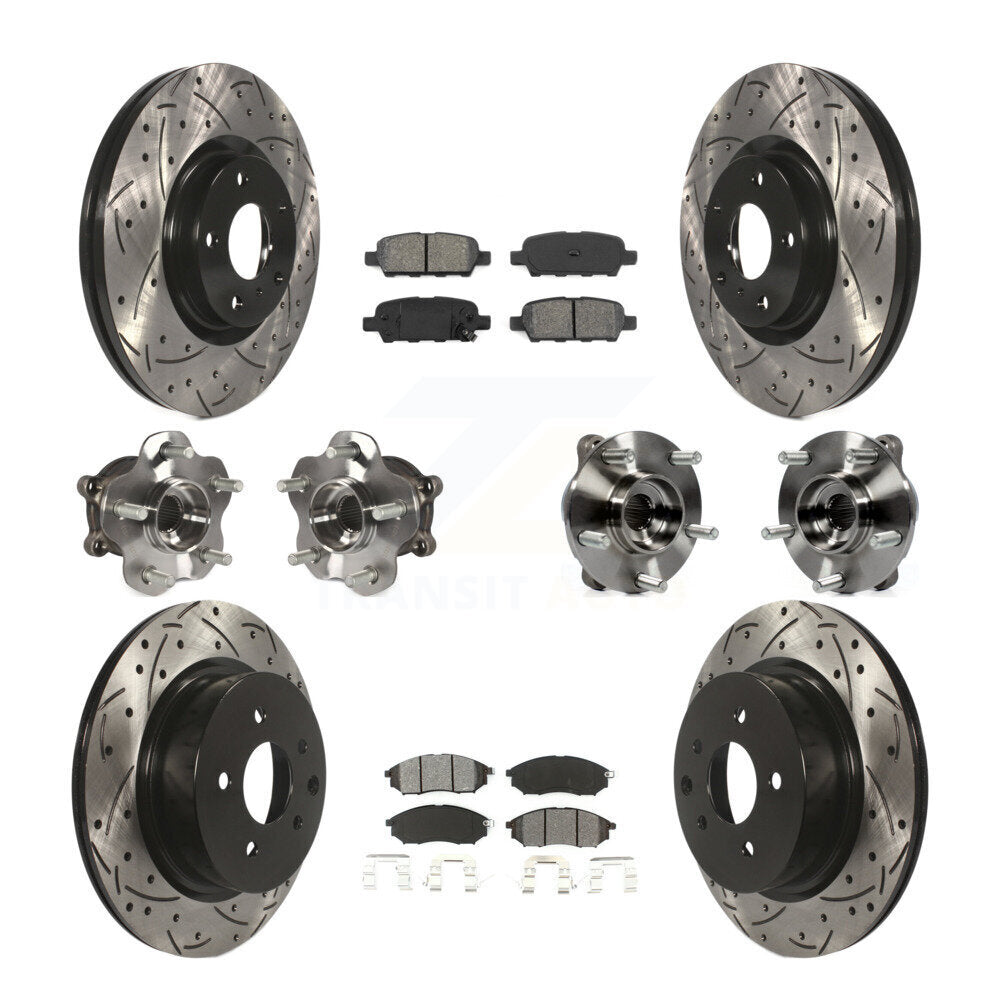 Front Rear Hub Bearing Coated Brake Rotor Pads Kit (10Pc) For INFINITI G37 EX35 QX50 EX37 KBB-111041