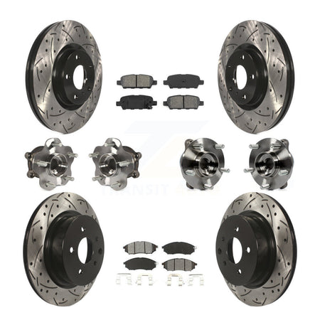 Front Rear Hub Bearing Coated Brake Rotor Pads Kit (10Pc) For INFINITI G37 EX35 QX50 EX37 KBB-111041