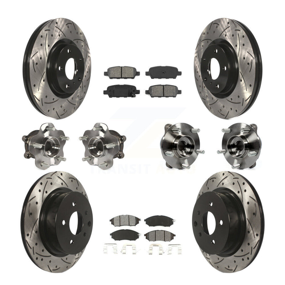 Front Rear Hub Bearing Coated Brake Rotor Pads Kit (10Pc) For INFINITI G37 EX35 QX50 EX37 KBB-111041