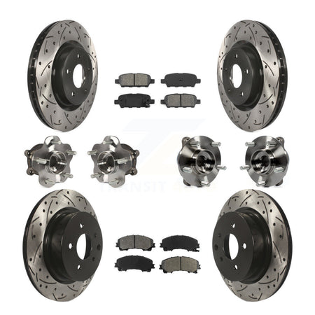 Front Rear Hub Bearing Coated Brake Rotor Pads Kit (10Pc) For 2016-2017 INFINITI QX50 AWD KBB-111045