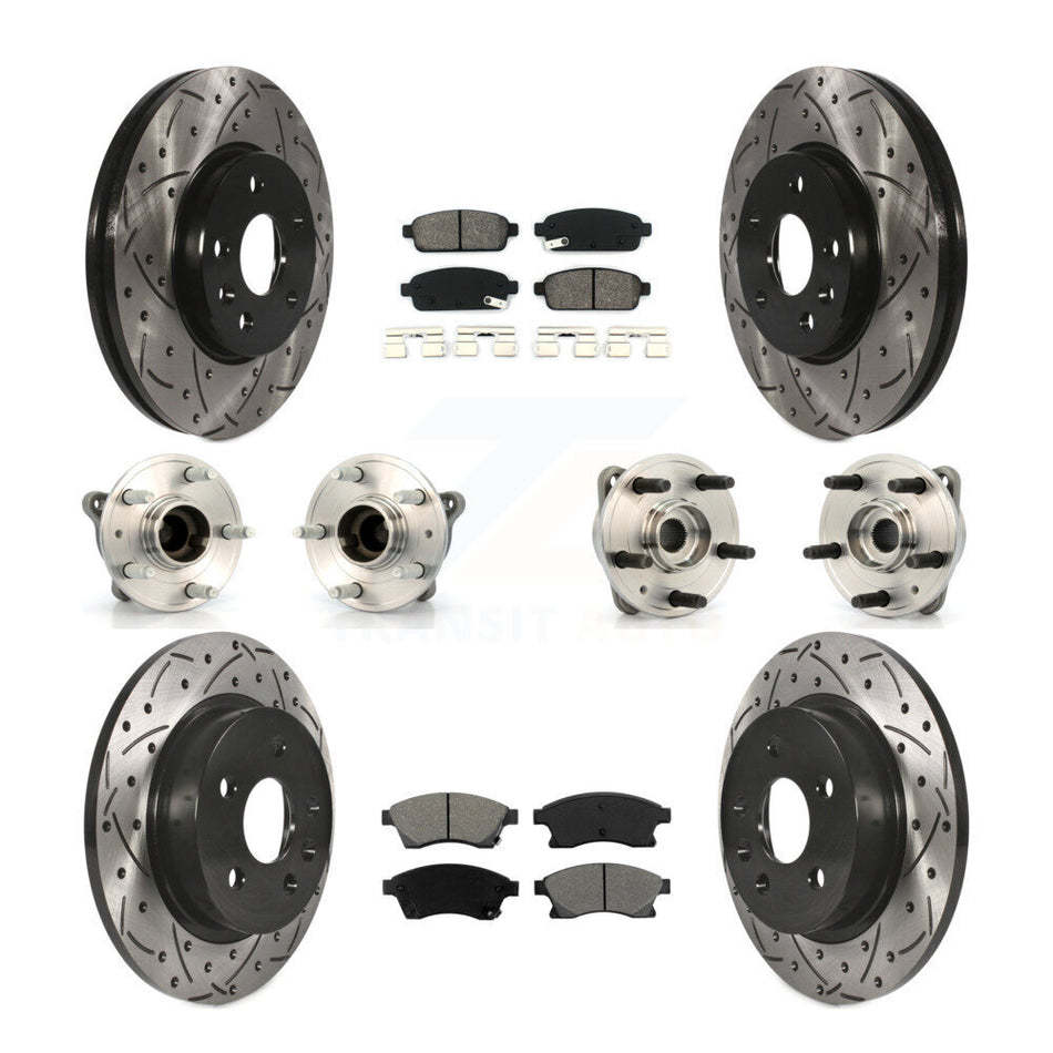 Front Rear Hub Bearings Assembly Coated Disc Brake Rotors And Semi-Metallic Pads Kit (10Pc) For 2011-2012 Chevrolet Cruze KBB-111066