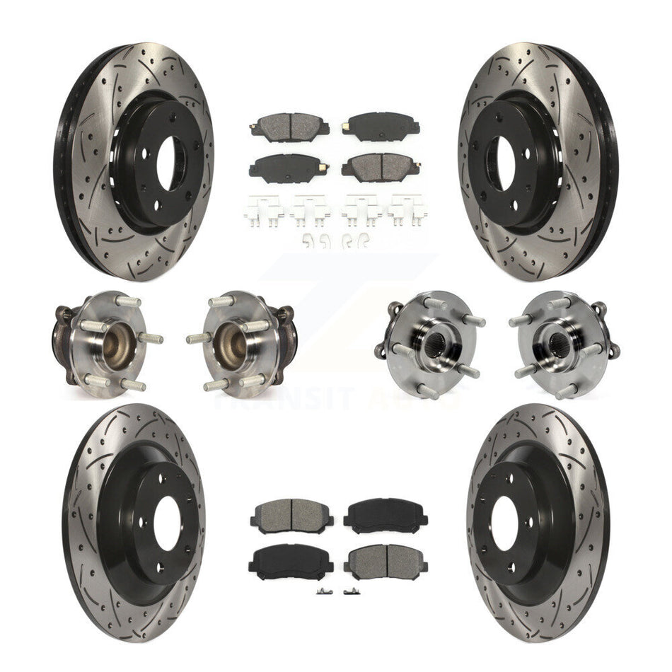 Front Rear Hub Bearings Assembly Coated Disc Brake Rotors And Semi-Metallic Pads Kit (10Pc) For Mazda CX-5 KBB-111085