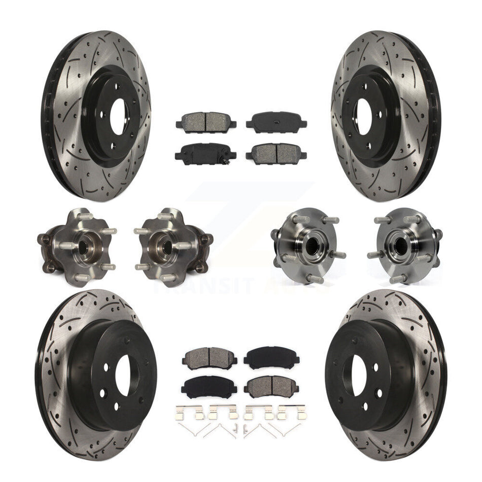 Front Rear Hub Bearings Assembly Coated Disc Brake Rotors And Semi-Metallic Pads Kit (10Pc) For Nissan Juke KBB-111090