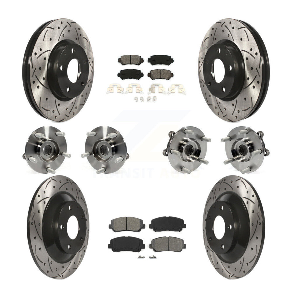 Front Rear Hub Bearings Assembly Coated Disc Brake Rotors And Semi-Metallic Pads Kit (10Pc) For Mazda CX-5 AWD KBB-111099