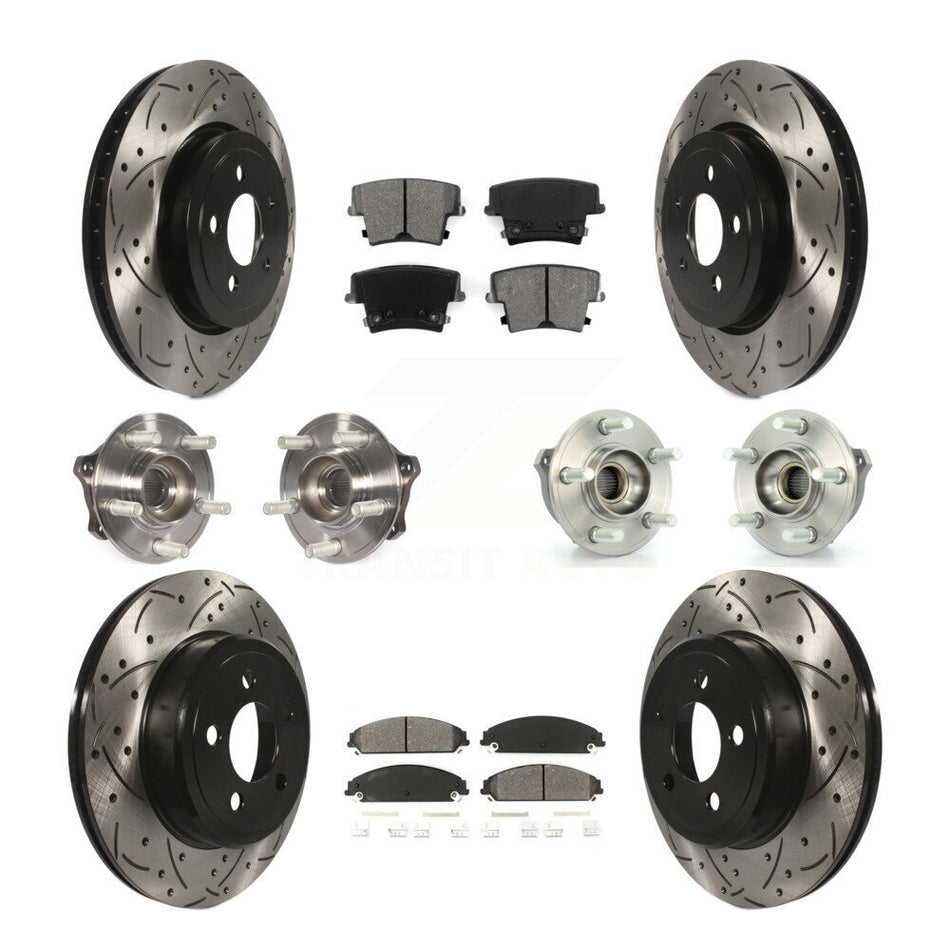 Front Rear Hub Bearings Assembly Coated Disc Brake Rotors And Semi-Metallic Pads Kit (10Pc) For Dodge Charger Chrysler 300 Challenger KBB-111101