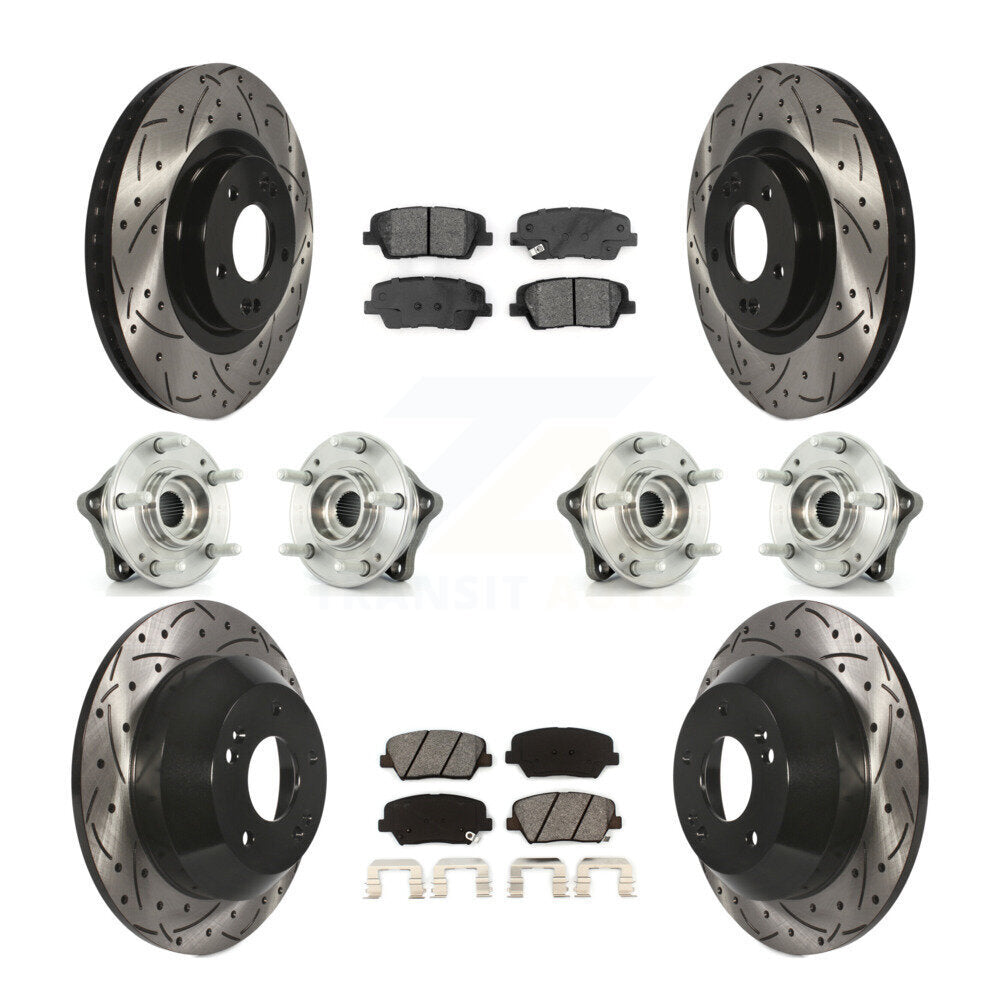 Front Rear Hub Bearing Coated Brake Rotor & Pads Kit (10Pc) For 2014-2015 Kia Sorento AWD KBB-111114