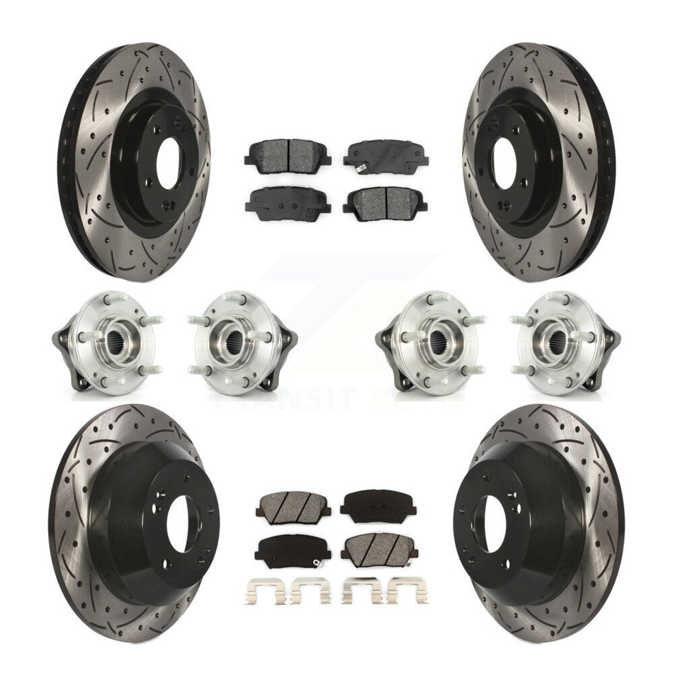 Front Rear Hub Bearing Coated Brake Rotor & Pads Kit (10Pc) For 2014-2015 Kia Sorento AWD KBB-111114