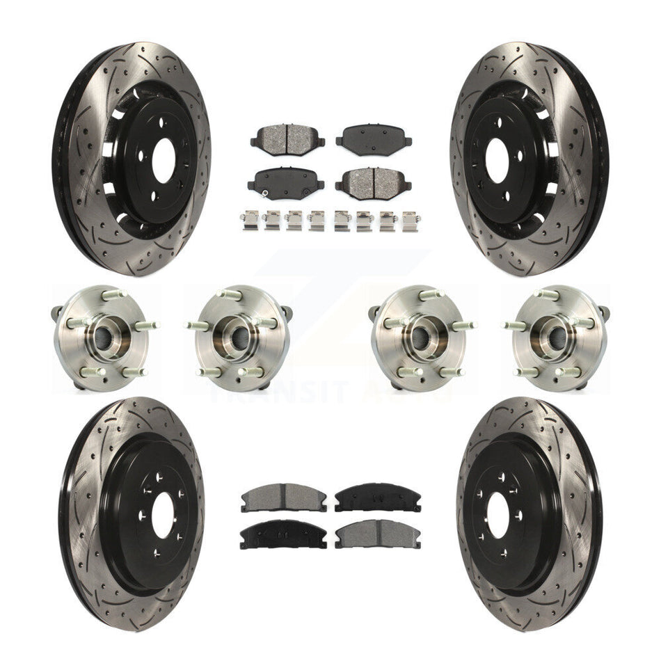 Front Rear Hub Bearings Assembly Coated Disc Brake Rotors And Semi-Metallic Pads Kit (10Pc) For Ford Flex Taurus Lincoln MKS KBB-111120