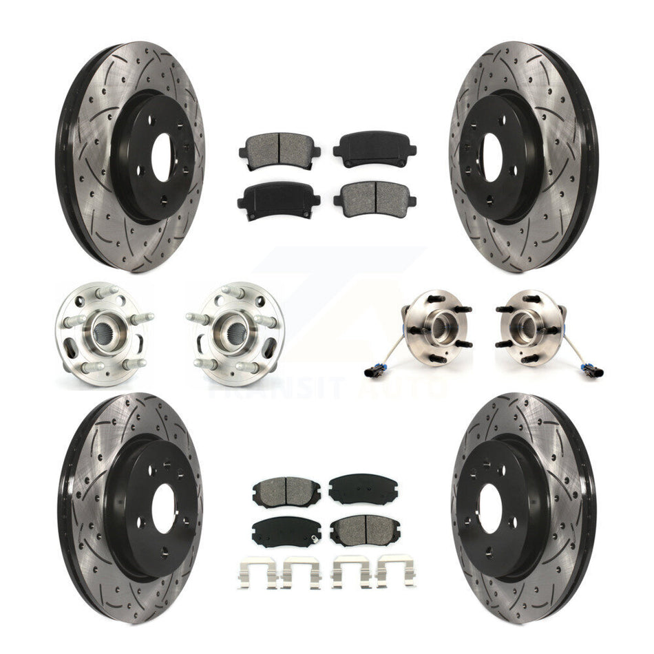 Front Rear Hub Bearings Assembly Coated Disc Brake Rotors And Semi-Metallic Pads Kit (10Pc) For 2010 Buick Allure KBB-111123