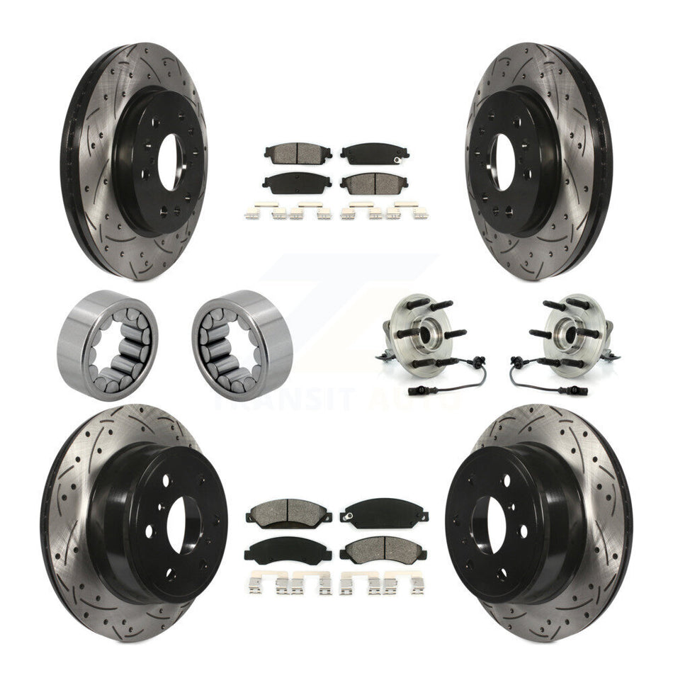 Front Rear Hub Bearing Coated Brake Rotor Pad Shoe Kit (10Pc) For Chevrolet Avalanche GMC KBB-111129