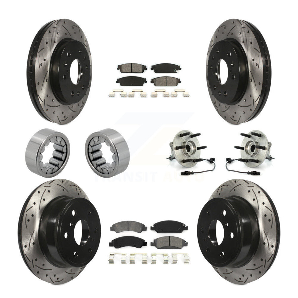 Front Rear Hub Bearing Coat Brake Rotor Pad Shoe Kit (10Pc) For Chevrolet GMC Sierra 1500 KBB-111130