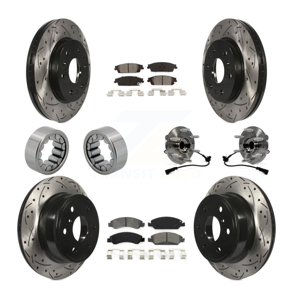 Front Rear Hub Bearing Coat Brake Rotor Pad Shoe Kit (10Pc) For GMC Sierra 1500 Chevrolet KBB-111137
