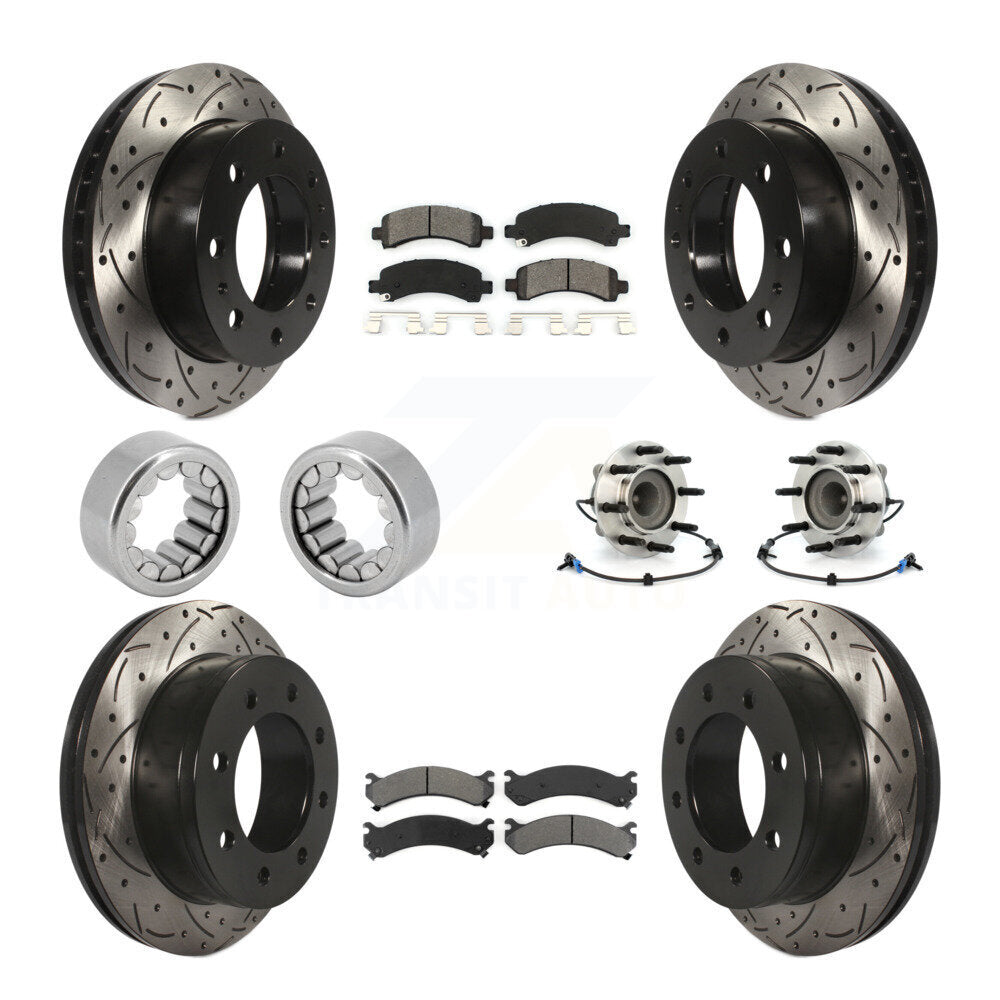 Front Rear Hub Bearing Coated Brake Rotor Pads Shoe Kit (10Pc) For Chevrolet Express 2500 KBB-111152