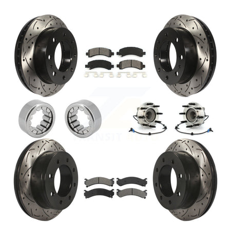 Front Rear Hub Bearing Coated Brake Rotor Pads Shoe Kit (10Pc) For Chevrolet Express 2500 KBB-111152
