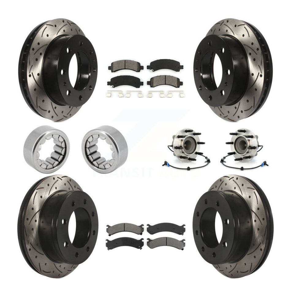 Front Rear Hub Bearing Coated Brake Rotor Pads Shoe Kit (10Pc) For Chevrolet Express 2500 KBB-111152